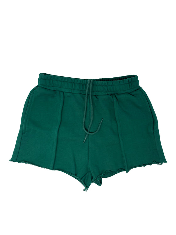 GREEN DISTRESSED SHORTS